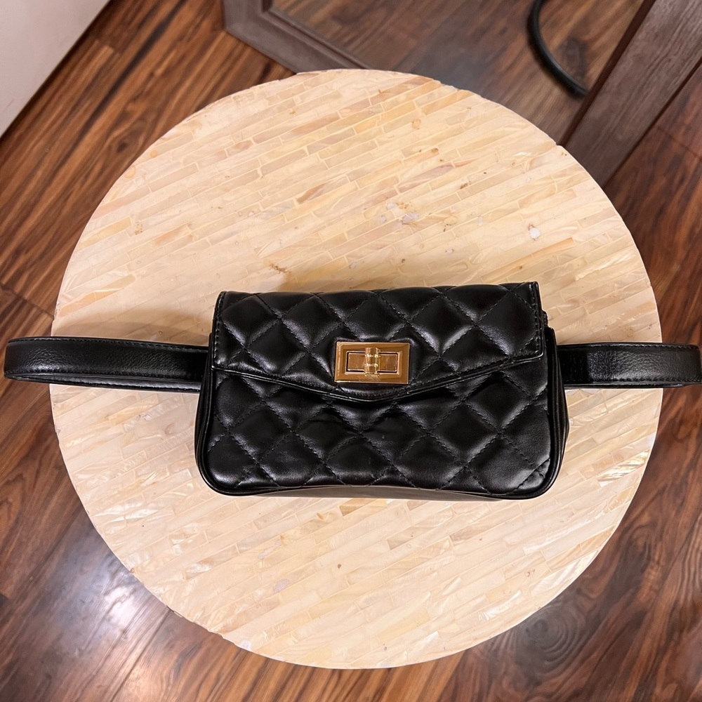 Black Quilted Crossbody or Fannypack Mini Bag